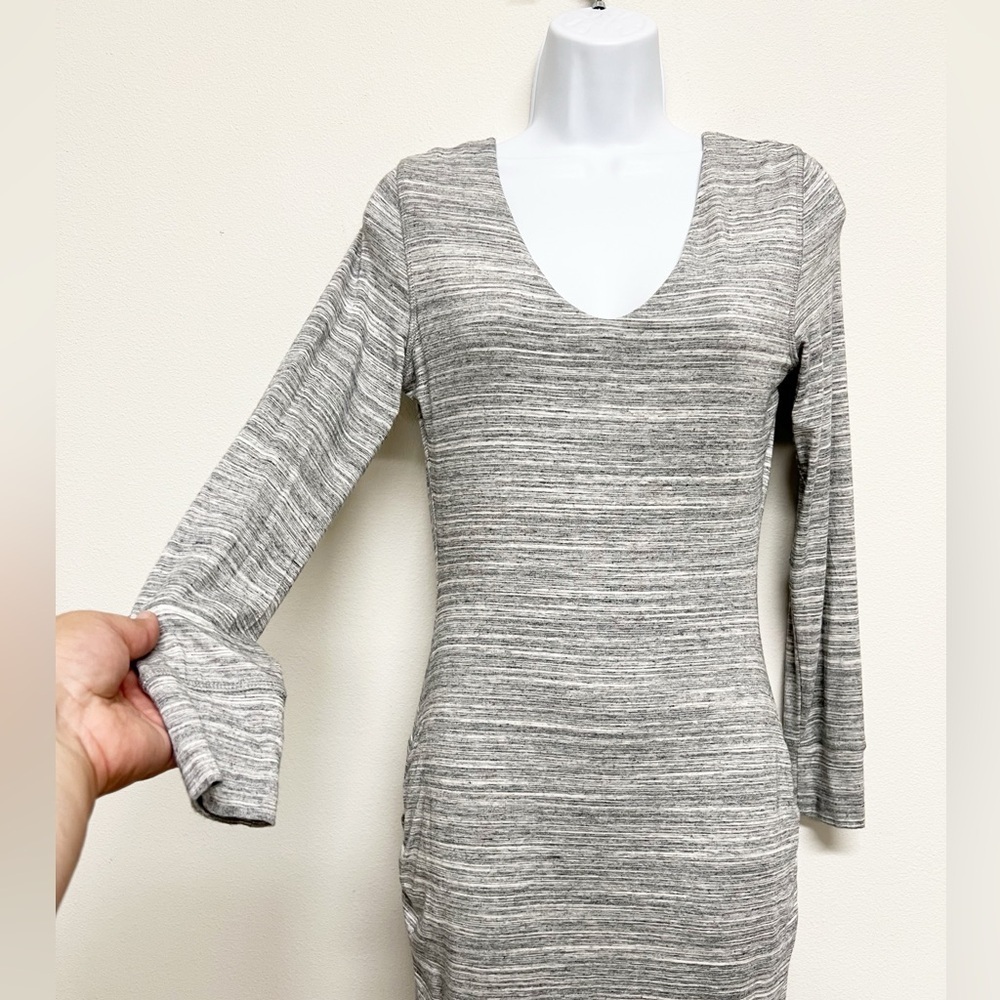 Banana Republic Womens Gray Space Dye Side Rouching Long Sleeve Dress Size S - Picture 4 of 8